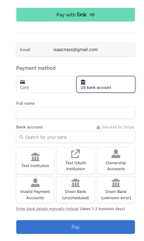 ACH Payment Option